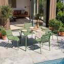 Gartentisch aus Metall, 120x70 cm, und 4 Stühle mit Armlehnen