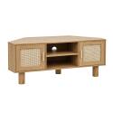 Lowboard in Holzoptik, 120 cm, mit synthetischem Rattan, skandinavischer Stil