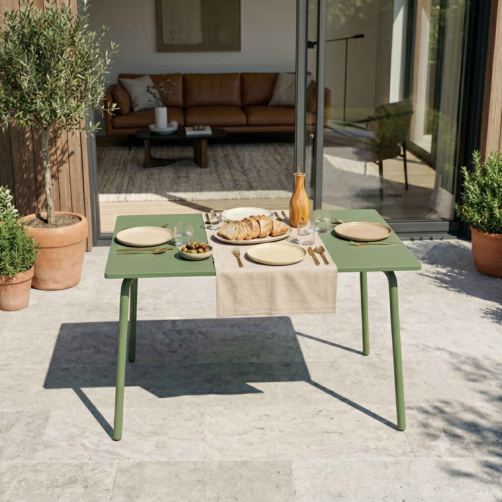 Gartentisch aus thermolackiertem Stahl, 6 Personen, 120x70 cm