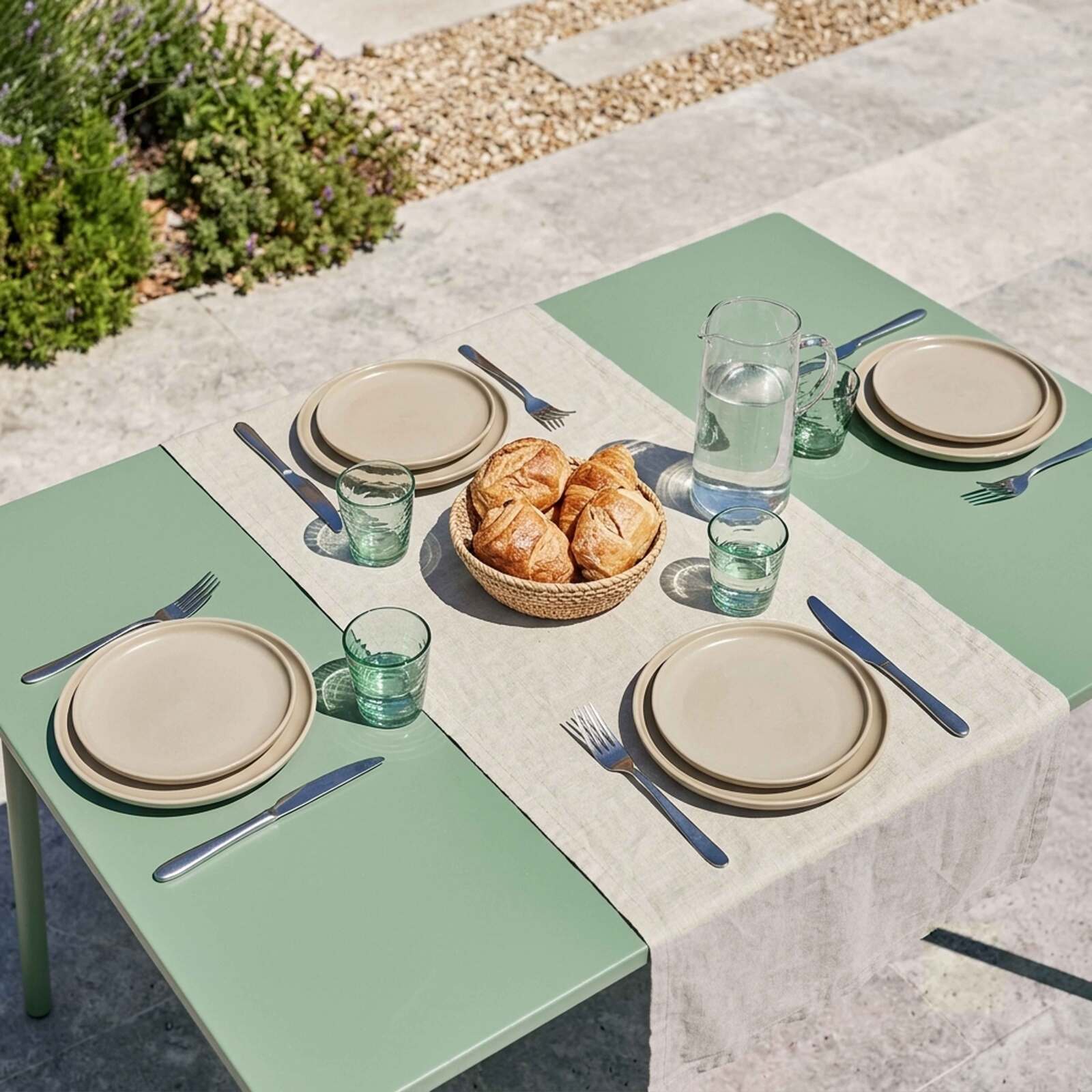 Gartentisch aus thermolackiertem Stahl, 6 Personen, 120x70 cm
