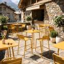 Garten-Hochtisch im Bistro-Stil, quadratisch, aus Metall, 70x70 cm, und 2 Hochstühle