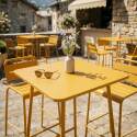 Garten-Hochtisch im Bistro-Stil, quadratisch, aus Metall, 70x70 cm, und 2 Hochstühle