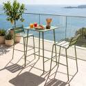 Garten-Hochtisch im Bistro-Stil, quadratisch, aus Metall, 70x70 cm, und 2 Hochstühle