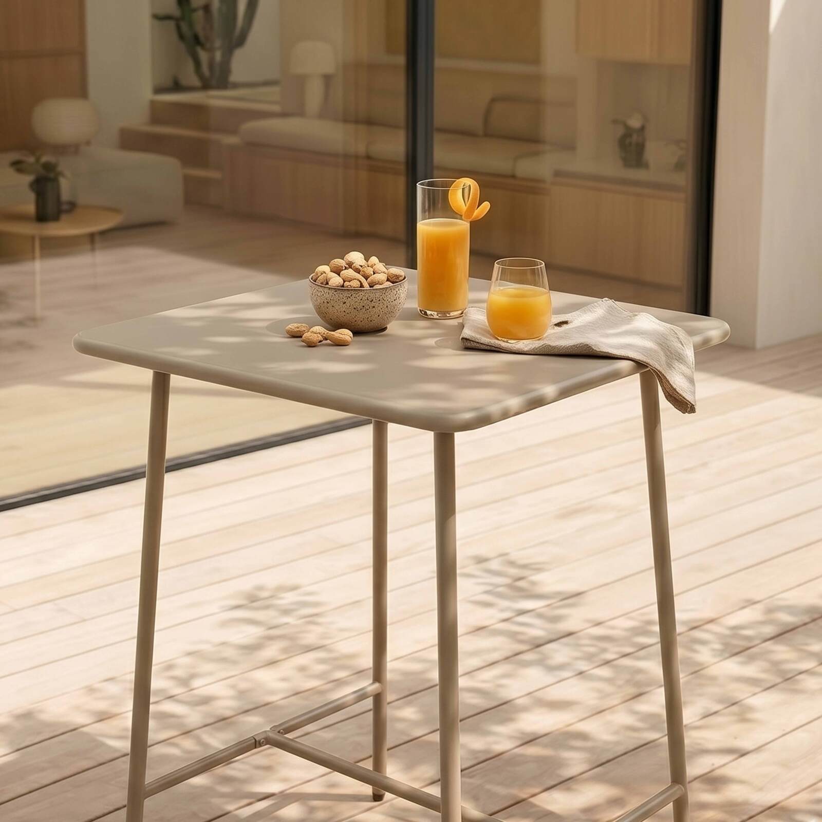 Garten-Hochtisch aus Metall 70x70x105 cm