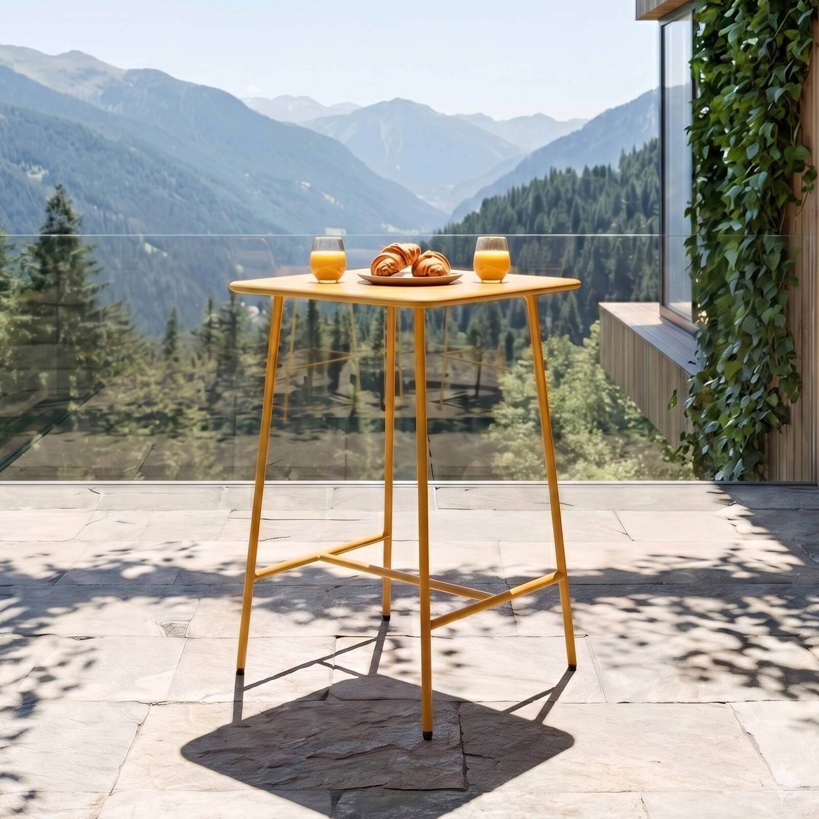 Garten-Hochtisch aus Metall 70x70x105 cm