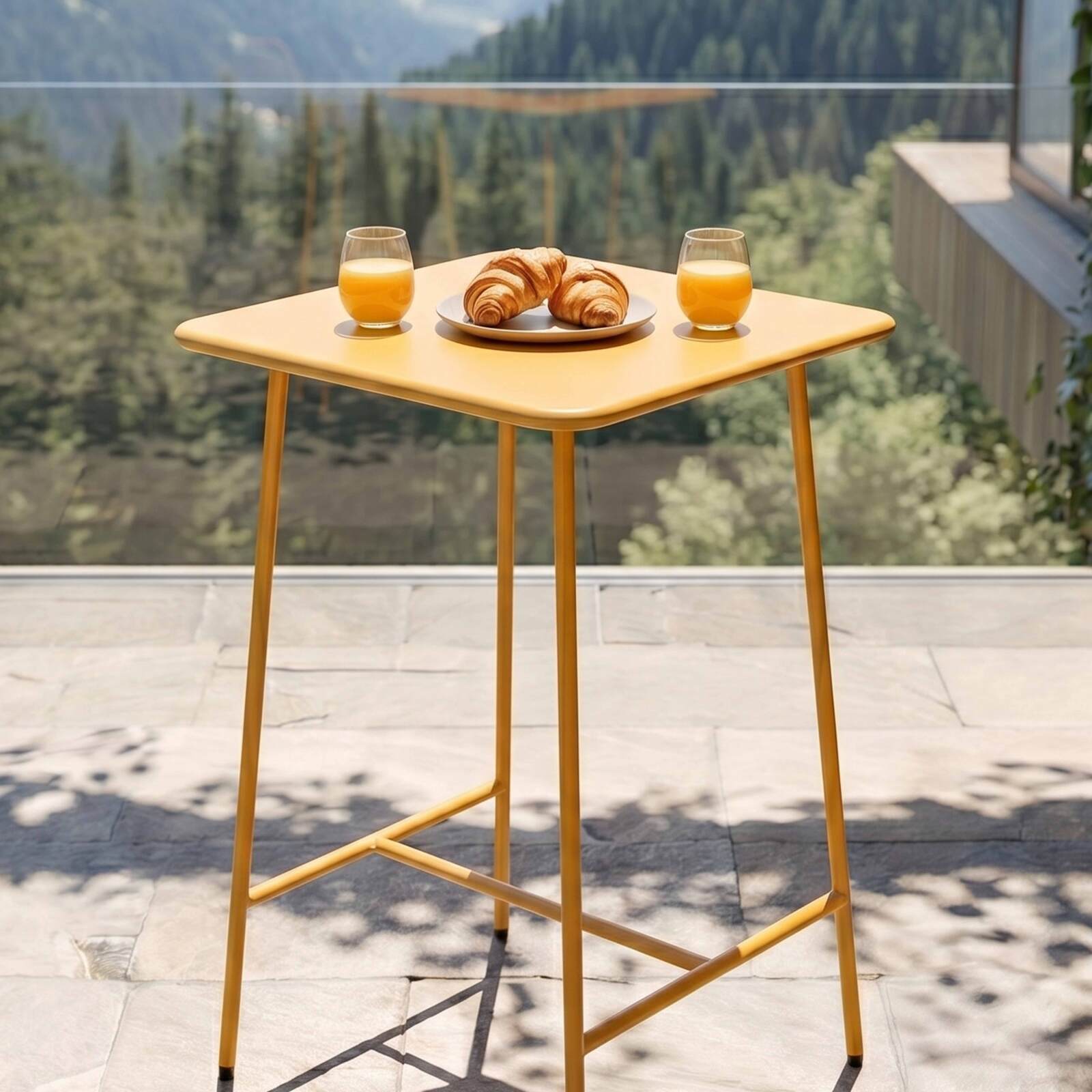 Garten-Hochtisch aus Metall 70x70x105 cm