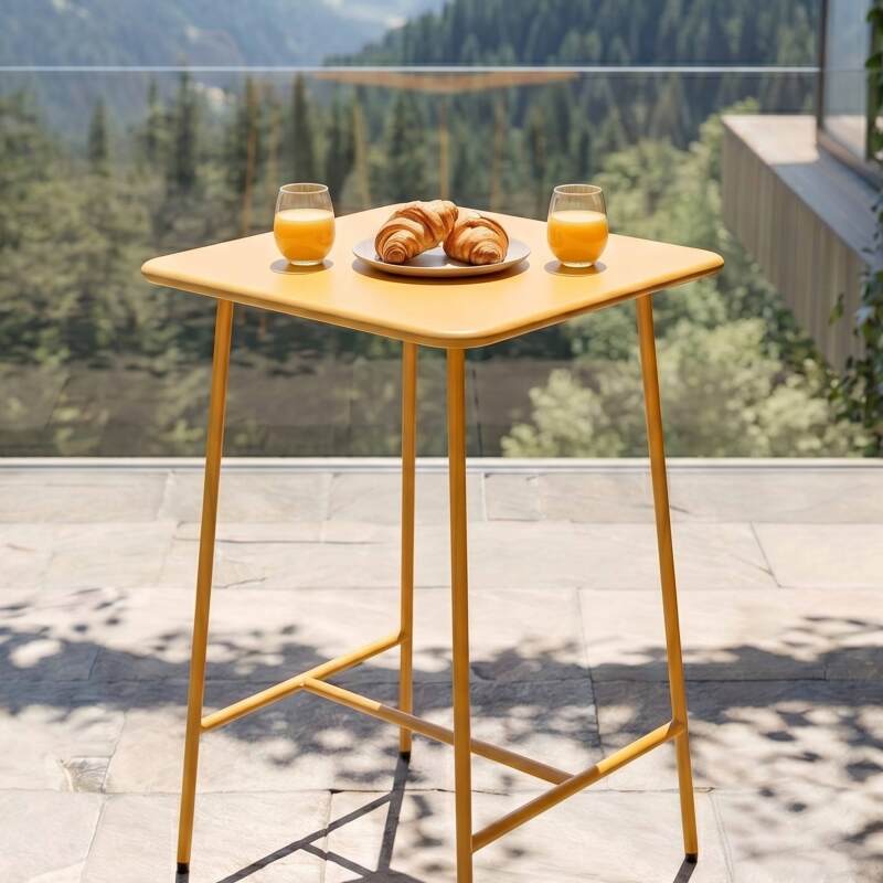 Garten-Hochtisch aus Metall 70x70x105 cm (4/6)