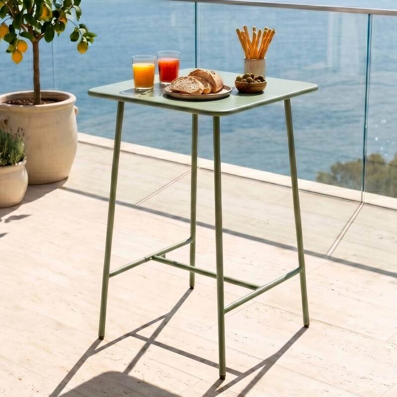 Garten-Hochtisch aus Metall 70x70x105 cm (3/6)