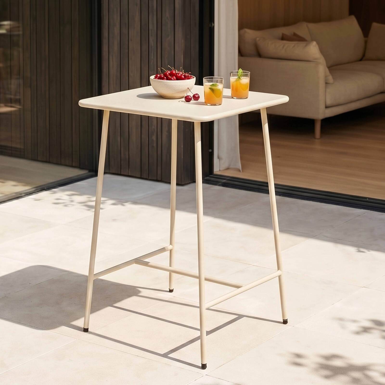 Garten-Hochtisch aus Metall 70x70x105 cm