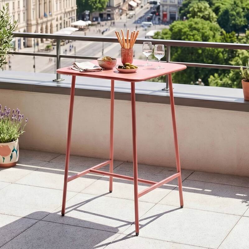 Garten-Hochtisch aus Metall 70x70x105 cm (3/6)