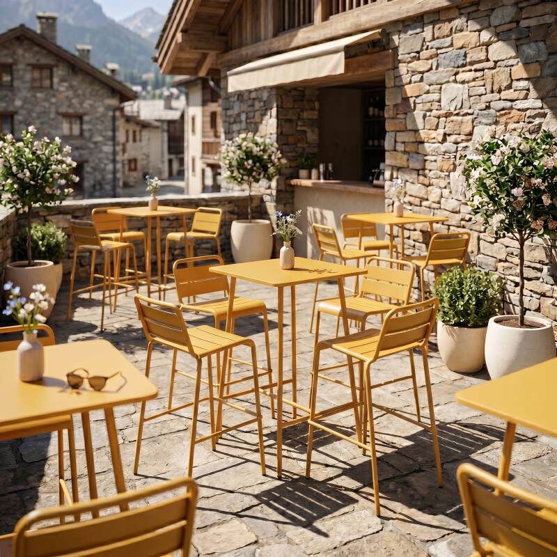 Garten-Hochtisch aus Metall 70x70x105 cm (5/6)