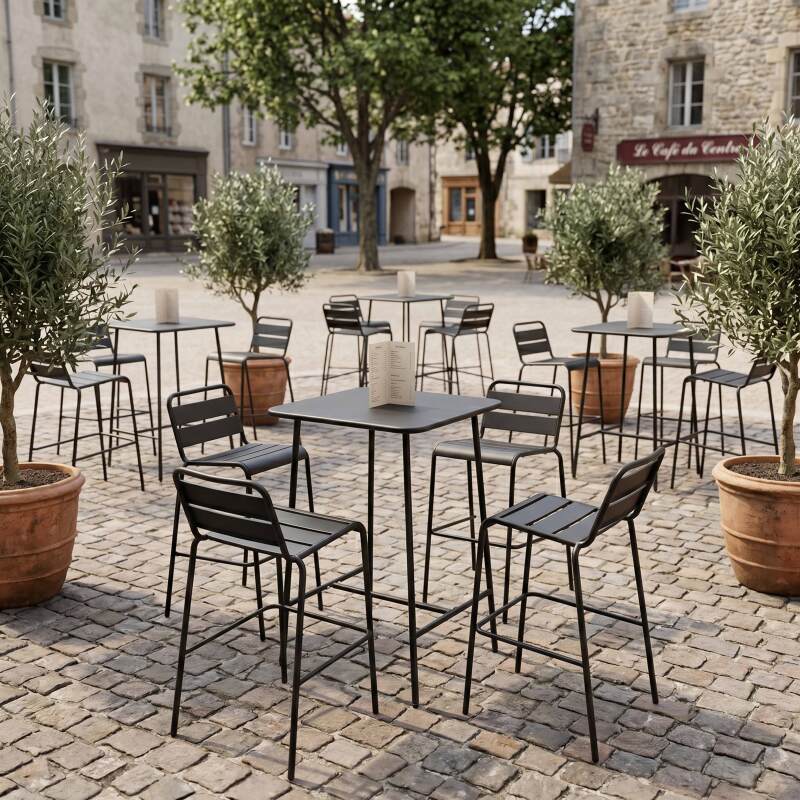 Garten-Hochtisch aus Metall 70x70x105 cm (5/6)
