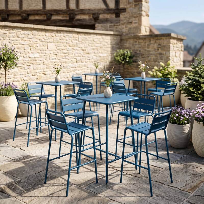 Garten-Hochtisch aus Metall 70x70x105 cm (5/6)