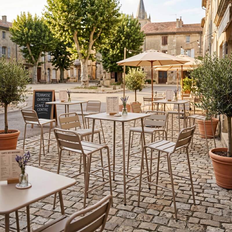 Garten-Hochtisch aus Metall 70x70x105 cm (5/6)