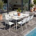 Rechteckiger Gartentisch 180 x 90 cm und 8 Metallstühle 