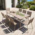 Rechteckiger Gartentisch 180 x 90 cm und 8 Metallstühle 