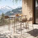 Garten-Hochtisch aus Metall, 120x60 cm, und 4 Hochstühle