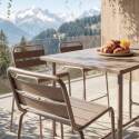 Garten-Hochtisch aus Metall, 120x60 cm, und 4 Hochstühle