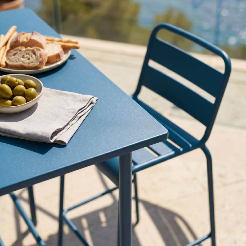 Garten-Hochtisch aus Metall, 120x60 cm, und 4 Hochstühle (4/7)