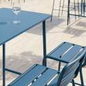Garten-Hochtisch aus Metall, 120x60 cm, und 4 Hochstühle