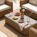 Gartenlounge-Set aus geflochtenem Harz für 5 Sitzen mit 1 Sofa, 2 Sesseln und 1 Couchtisch