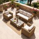 Gartenlounge-Set aus geflochtenem Harz für 5 Sitzen mit 1 Sofa, 2 Sesseln und 1 Couchtisch