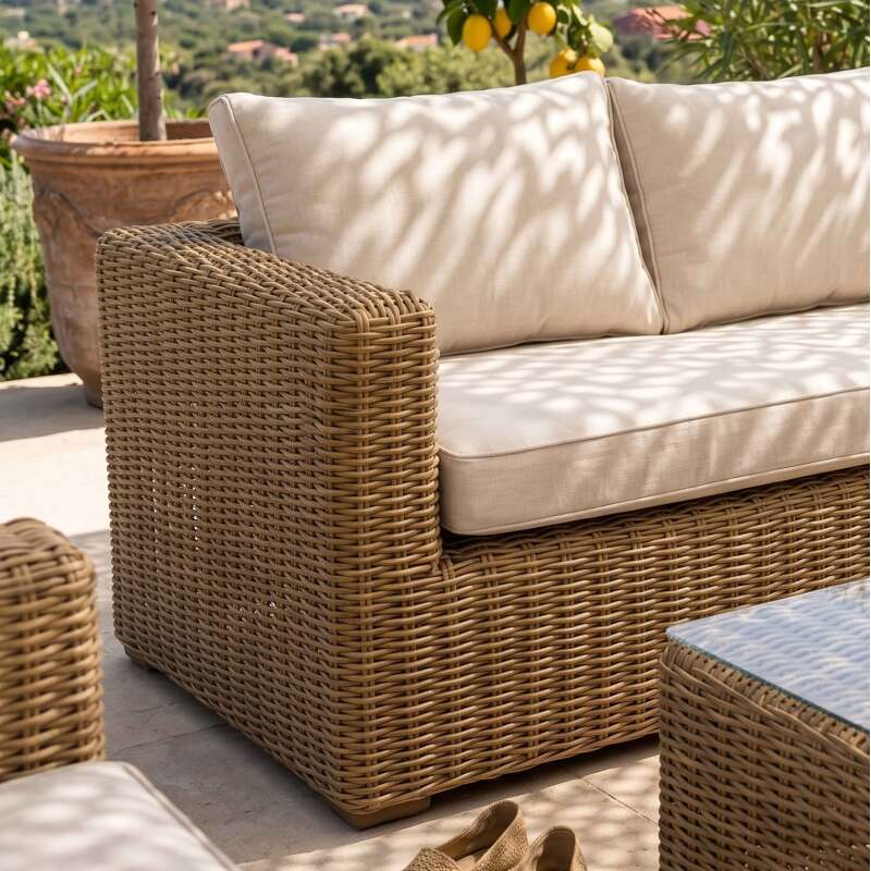 Gartenlounge-Set aus geflochtenem Harz für 5 Sitzen mit 1 Sofa, 2 Sesseln und 1 Couchtisch (8/9)