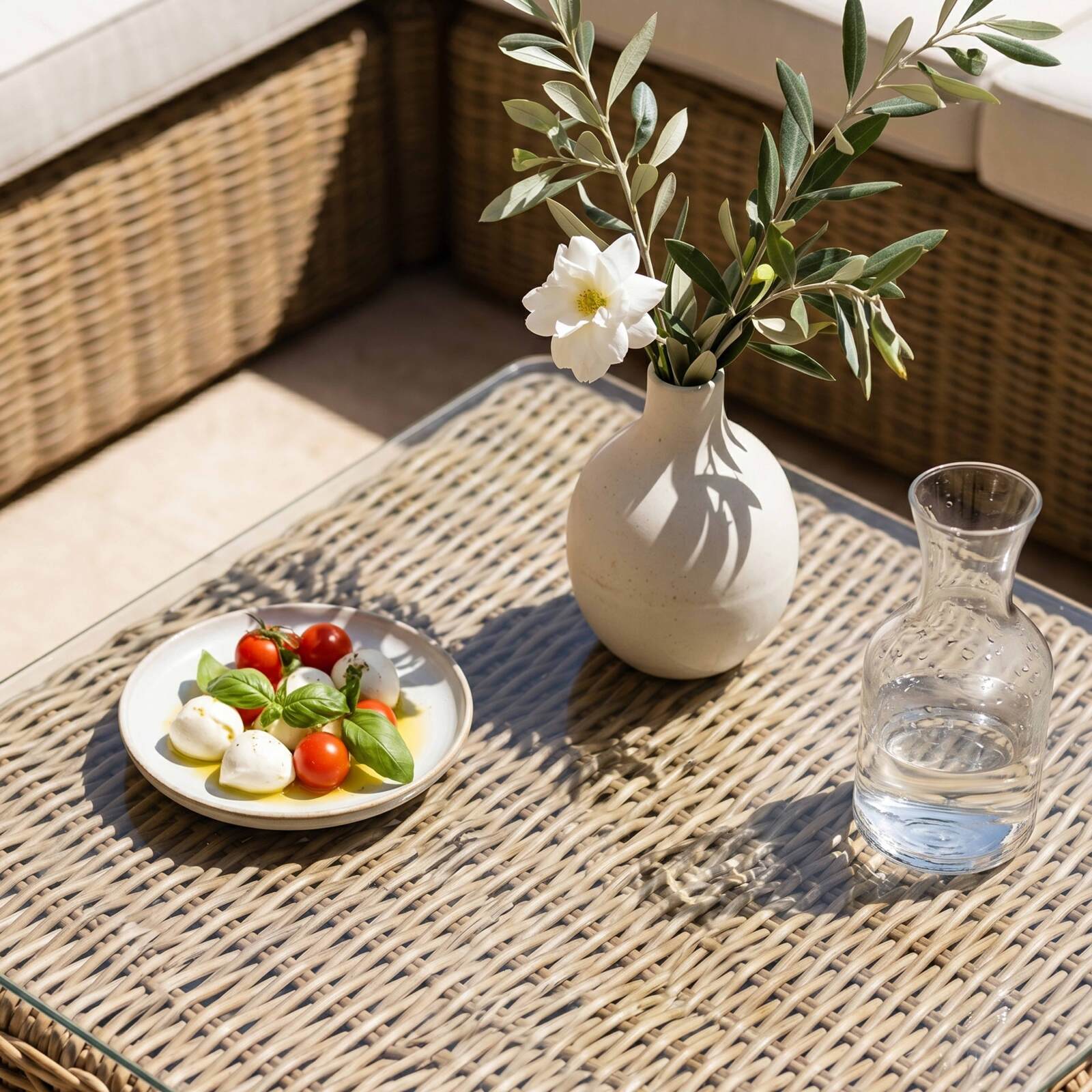 Gartenlounge-Set Ecksofa aus geflochtenem Harz für 5 Sitzen Modulare mit 1 Couchtisch
