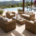 Gartenlounge-Set aus geflochtenem Harz für 6 Sitzen mit 2 Sofa, 2 Sesseln und 1 Couchtisch