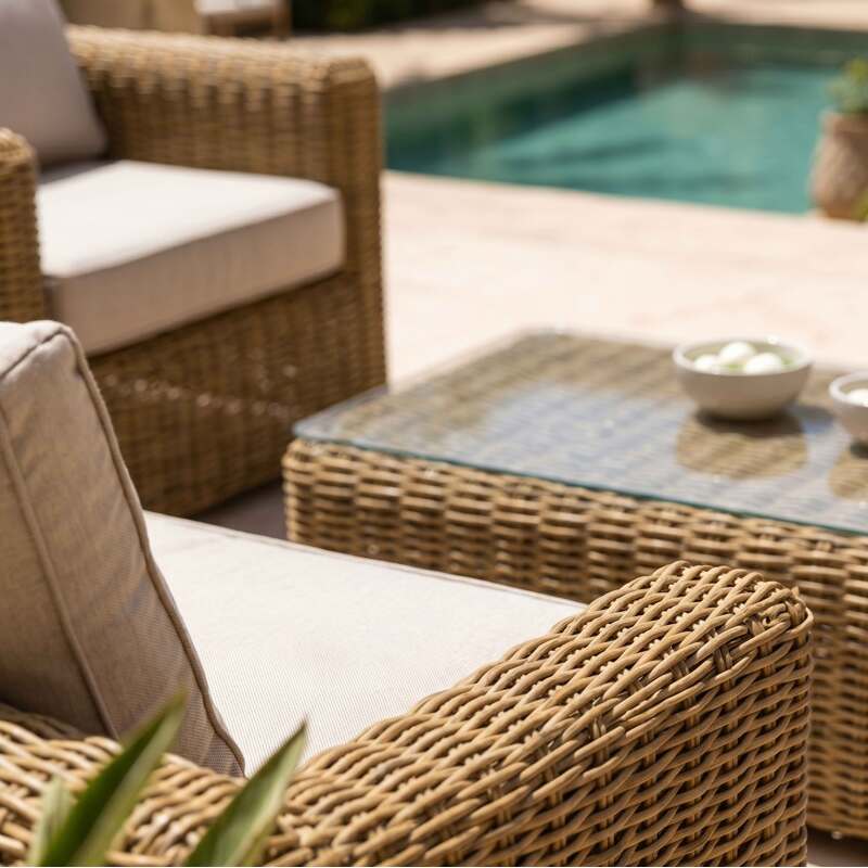 Gartenlounge-Set aus geflochtenem Harz für 8 Sitzen mit 2 Sofa, 2 Sesseln und 1 Couchtisch (3/9)