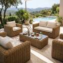 Gartenlounge-Set aus geflochtenem Harz für 6 Sitzen mit 2 Sofa, 2 Sesseln und 1 Couchtisch