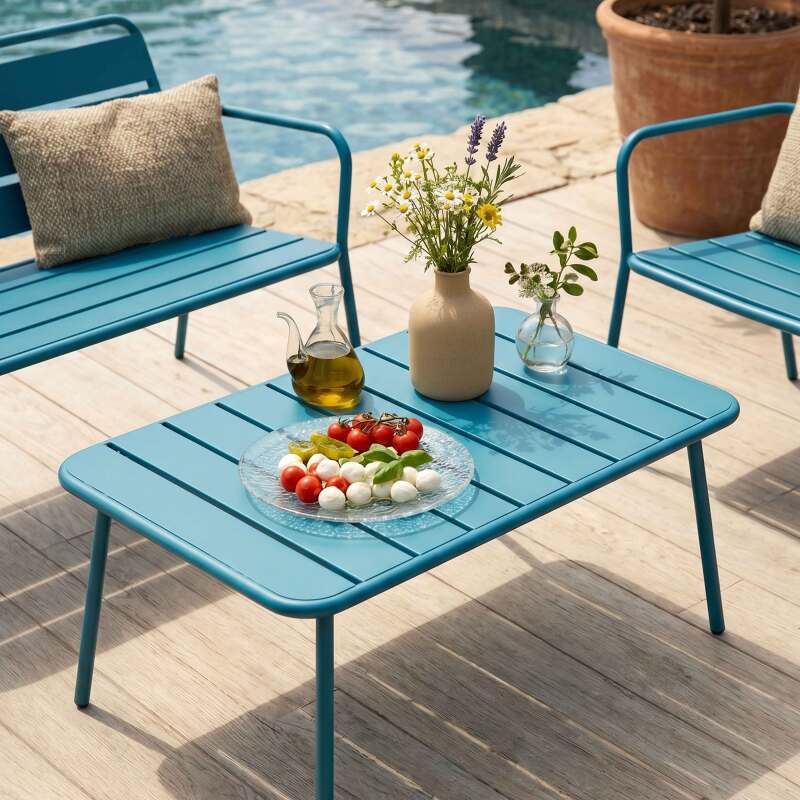 Gartenlounge-Set aus Metall für 4 Sitzen mit 1 Sofa, 2 Sesseln und 1 Couchtisch (2/10)