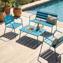 Gartenlounge-Set aus Metall für 4 Sitzen mit 1 Sofa, 2 Sesseln und 1 Couchtisch