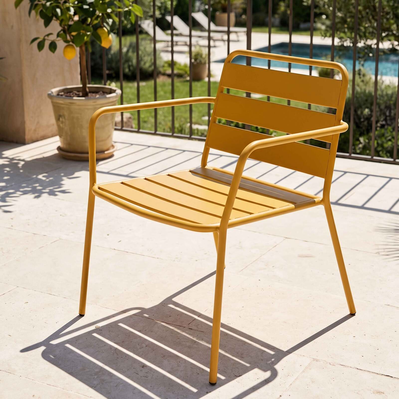 Gartensessel niedrig aus Metall