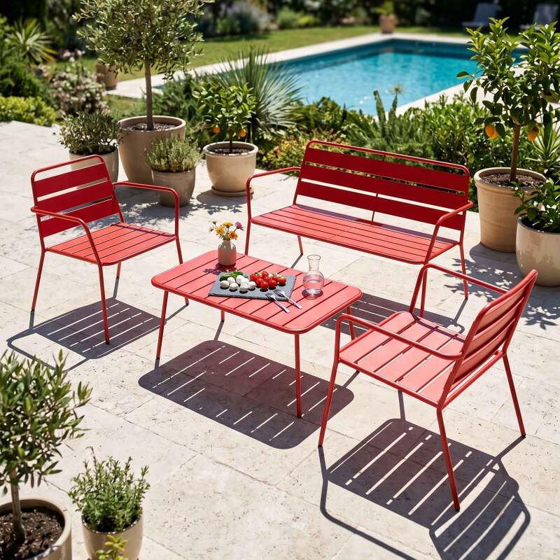 Gartensessel niedrig aus Metall (18/73)