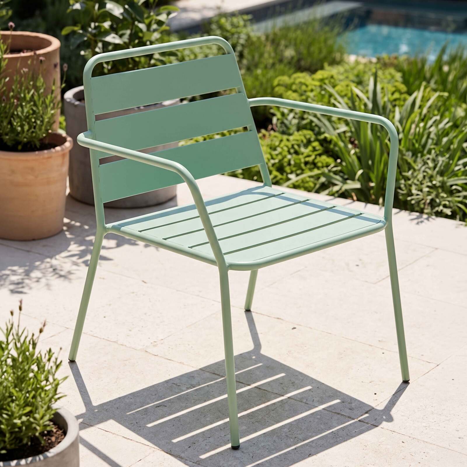 Gartensessel niedrig aus Metall
