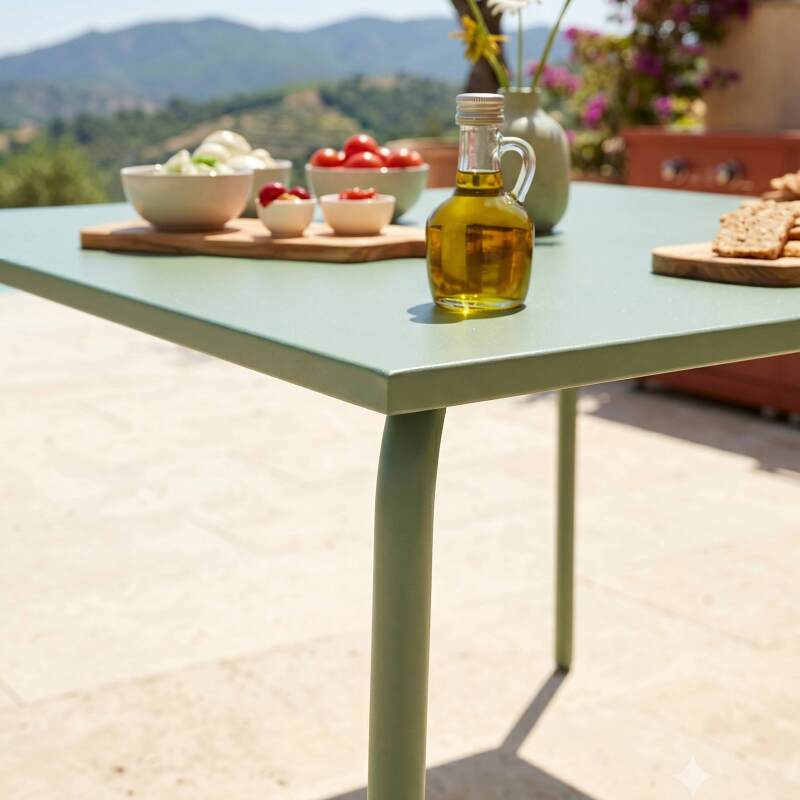 Gartentisch Quadratisch aus Metall, 8 Personen, 120x120 cm (3/5)