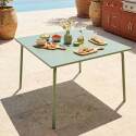 Gartentisch Quadratisch aus Metall, 8 Personen, 120x120 cm