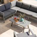 Gartenlounge-Set Ecksofa aus Aluminium für 6 Sitzen mit 1 Sessel und 1 Couchtisch