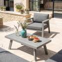 Gartenlounge-Set Ecksofa aus Aluminium für 6 Sitzen mit 1 Sessel und 1 Couchtisch