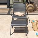 Gartensessel niedrig aus Metall und Fußstütze
