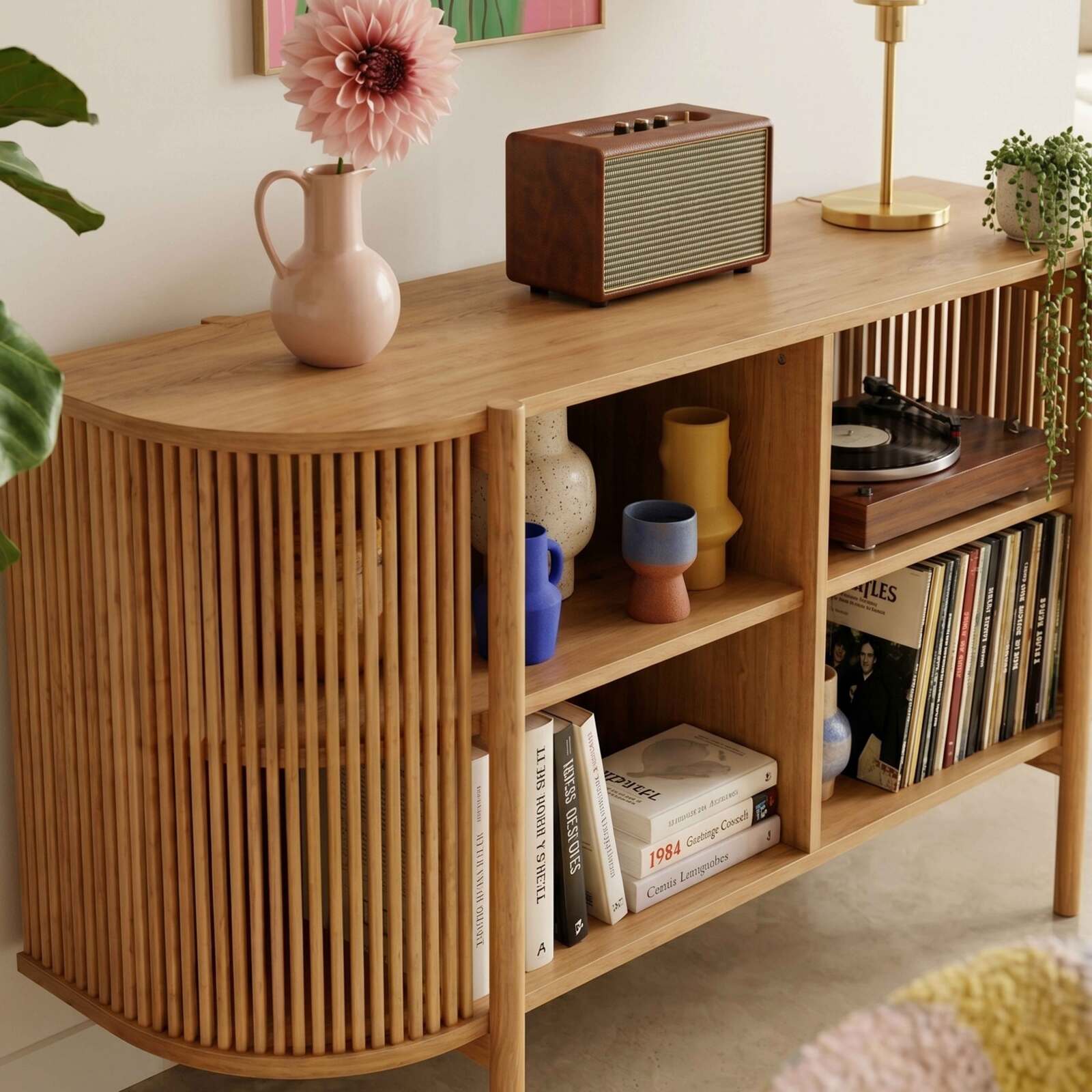 Sideboard offen in Holzoptik, 160 cm, Boho-Stil