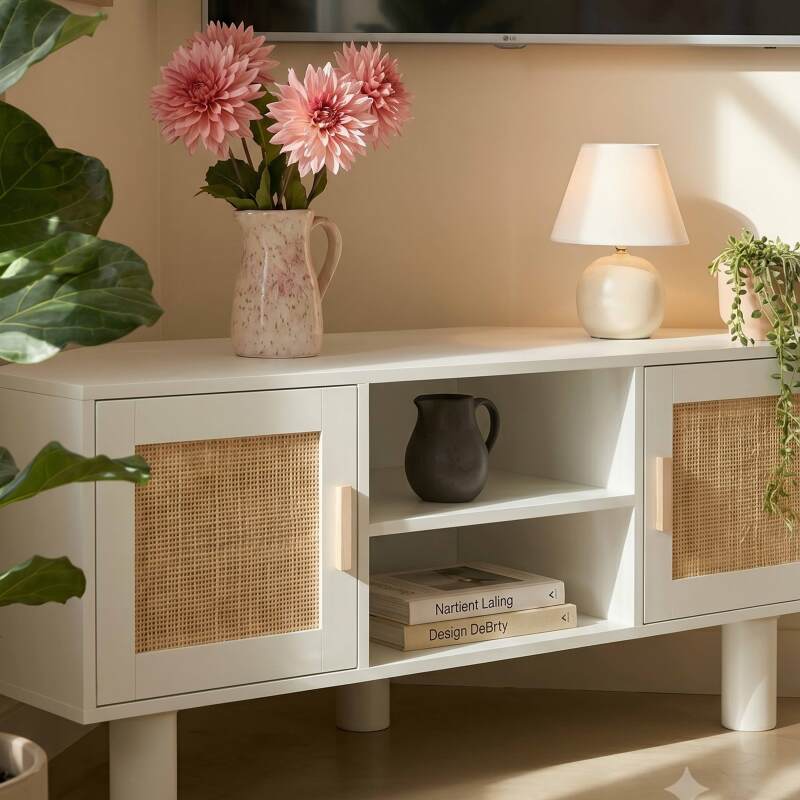 Ecklowboard in Geflecht, 120 cm, aus Kunstrattan, im Boho-Stil (15/25)