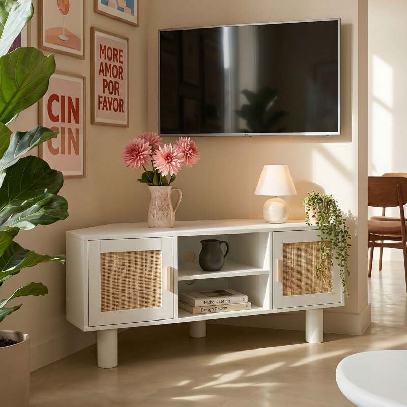 Ecklowboard in Geflecht, 120 cm, aus Kunstrattan, im Boho-Stil (14/25)