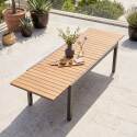 Ausziehbarer Gartentisch Holzoptik aus Aluminium und Polywood 8 bis 14 Personen 200/300x94,5 cm