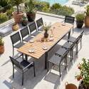 Ausziehbarer Gartentisch Holzoptik aus Aluminium und Polywood 8 bis 14 Personen 200/300x94,5 cm