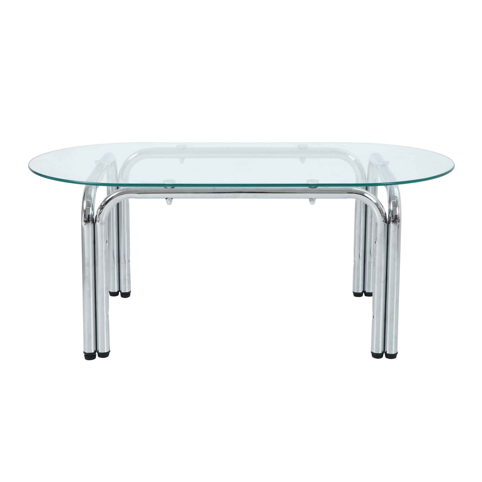 Esstisch oval, aus Metall und gehärtetem Glas, für 6 Personen