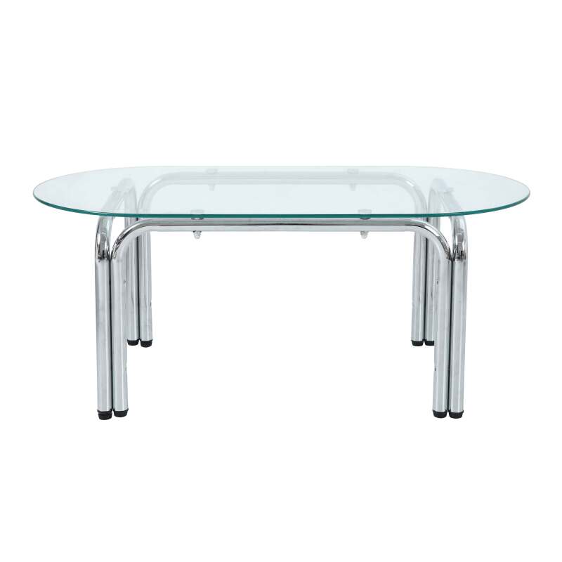 Esstisch oval, aus Metall und gehärtetem Glas, für 6 Personen (5/7)