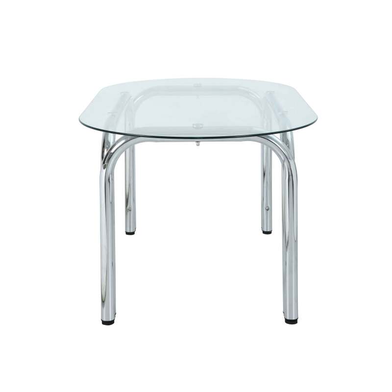 Esstisch oval, aus Metall und gehärtetem Glas, für 6 Personen (6/7)