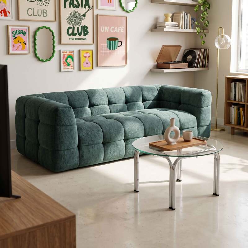 Couchtisch rund, aus gehärtetem Glas, Ø70 cm